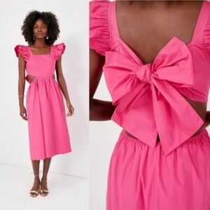 HYACINTH House/Tuckernuck NWT Pink Ruffle Sleeve Cottagecore Tie Back Bow Dress